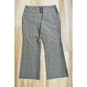Apt 9 Women's Modern Plaid Pants Sz 8 Gray Mid-Rise Flat Front Bootcut Curvy Fit